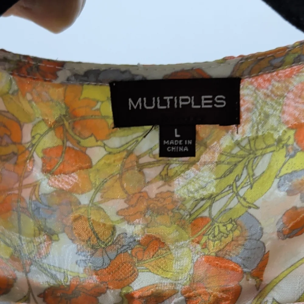 Multiples Orange and Yellow Floral V-Neck Tunic - Picture 5 of 9